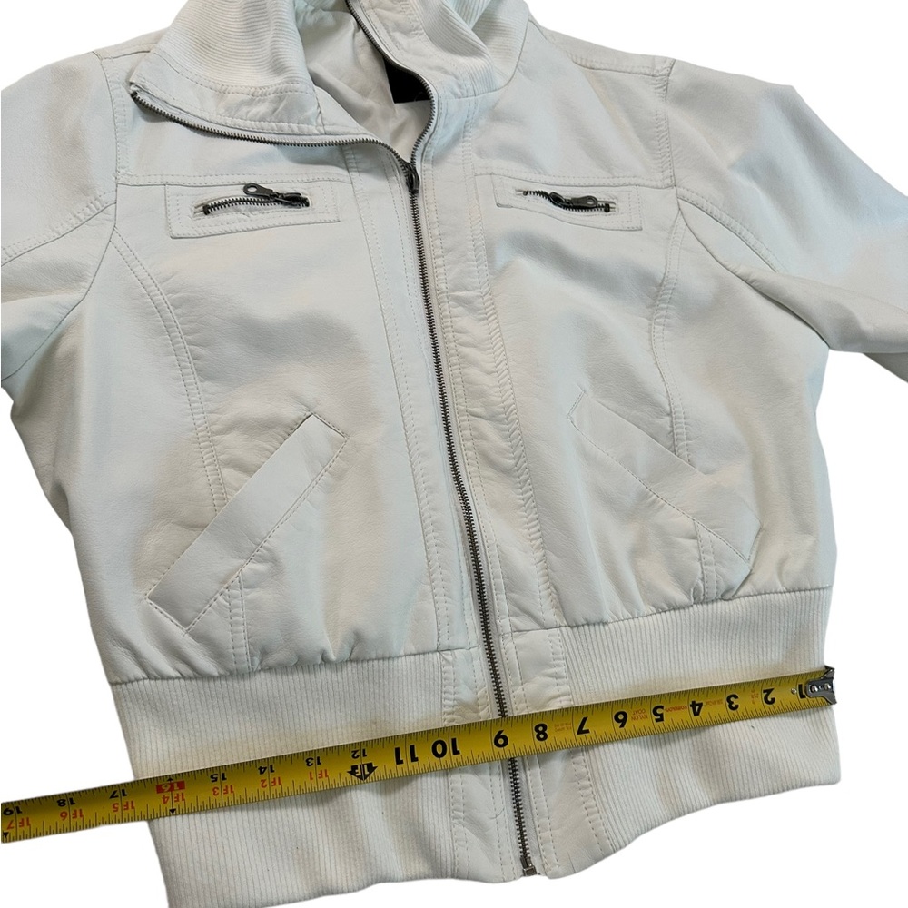 Louis Paris White Faux Leather Zip Up Bomber Jacket Size 2X - Picture 14 of 17